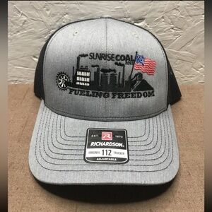 New Richardson 112 Trucker Hat Sunrise Coal 2023 Fueling Freedom Gray Snapback